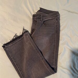 L'AGENCE Black Cropped Jeans with Frayed Hem